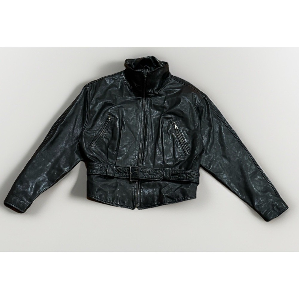 Vintage Avanti Leather Moto Jacket Womens L Full Zip 80s Punk Perfecto Ramones